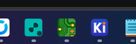 The same Altium taskbar button with no bar and no highlight, only the running dot