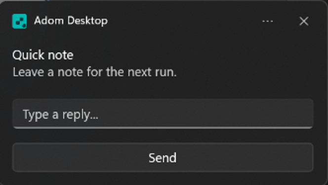 Reply input toast