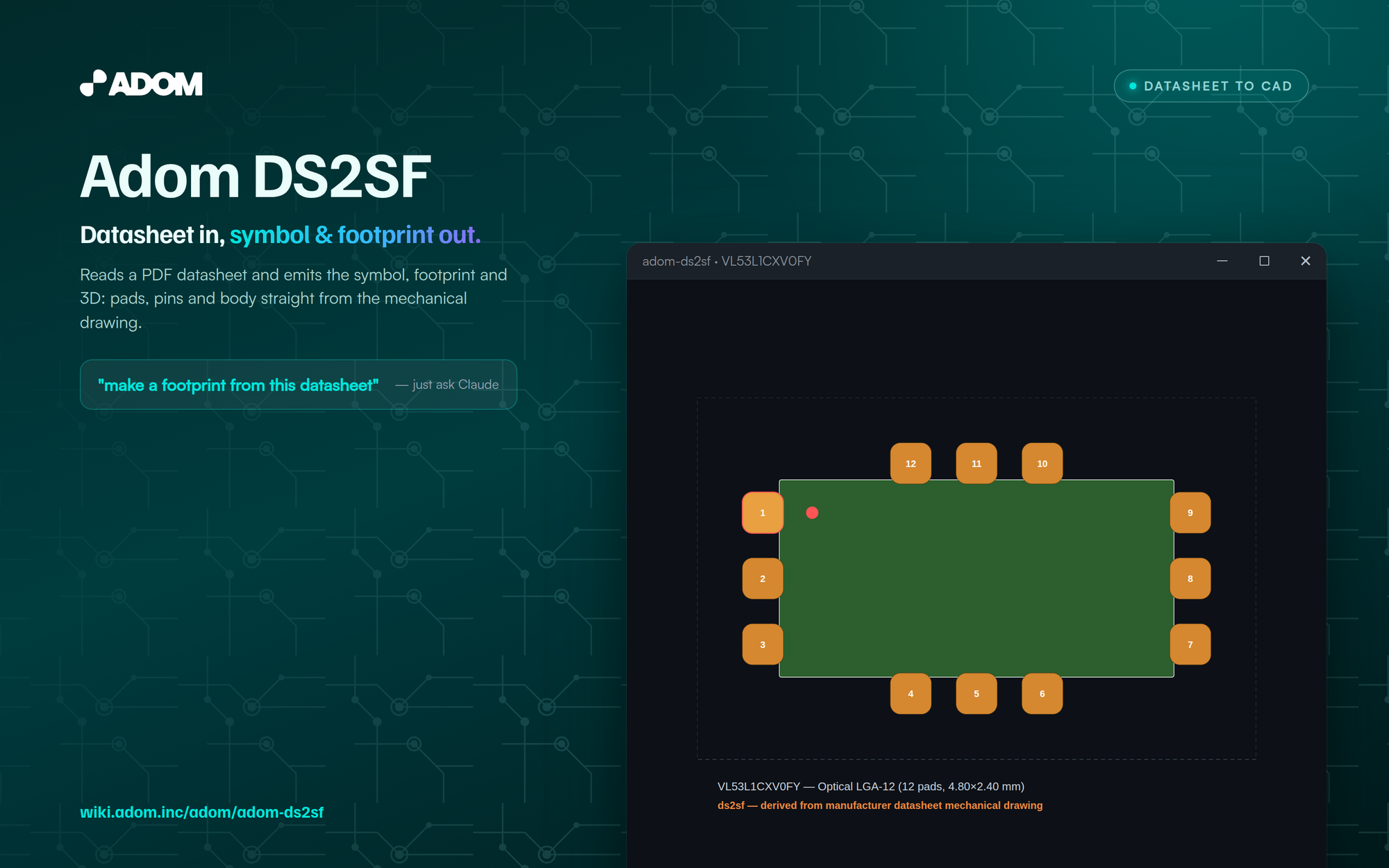 Adom DS2SF - Datasheet to Symbol and Footprint