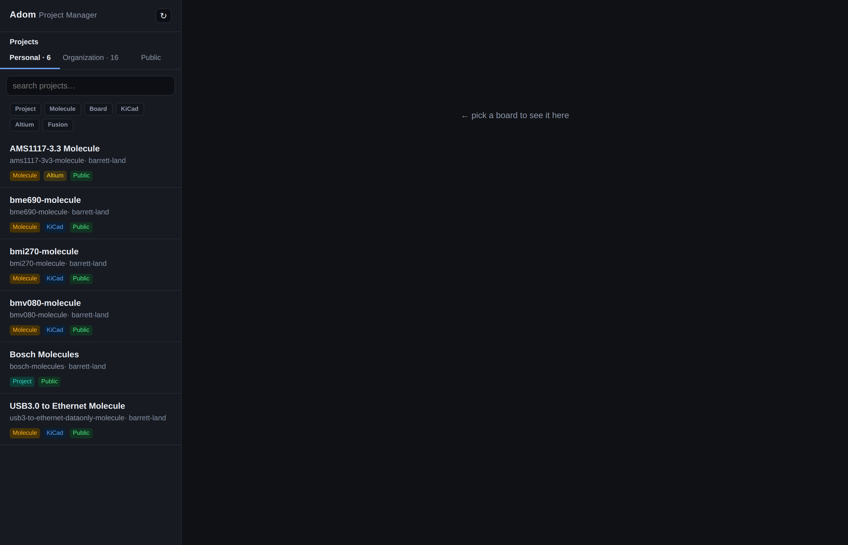 Adom Project Manager — projects