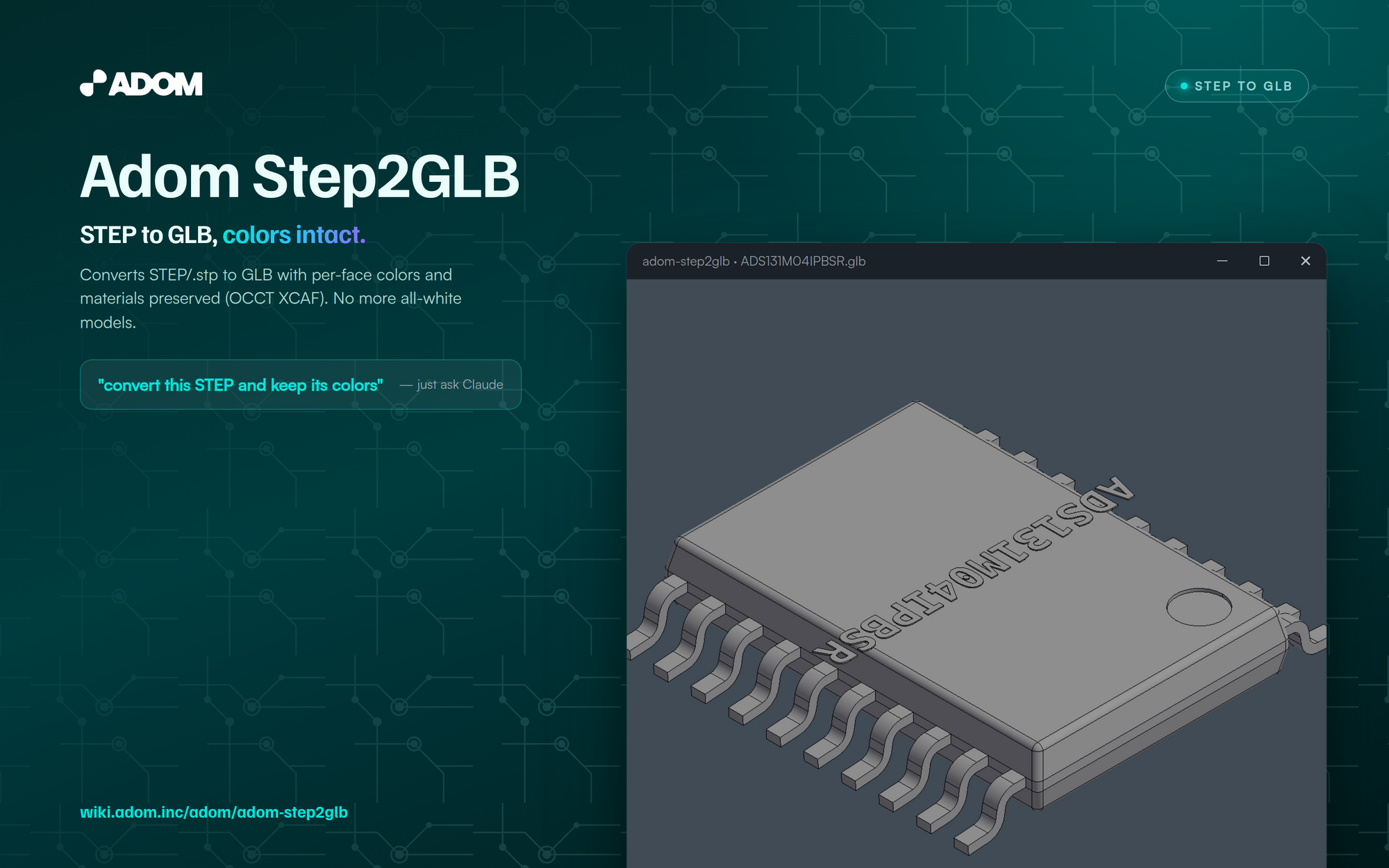Adom Step2GLB - STEP to GLB converter