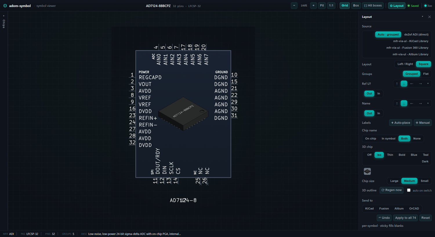 The shaded photoreal "iso" 3D chip composited into the symbol body