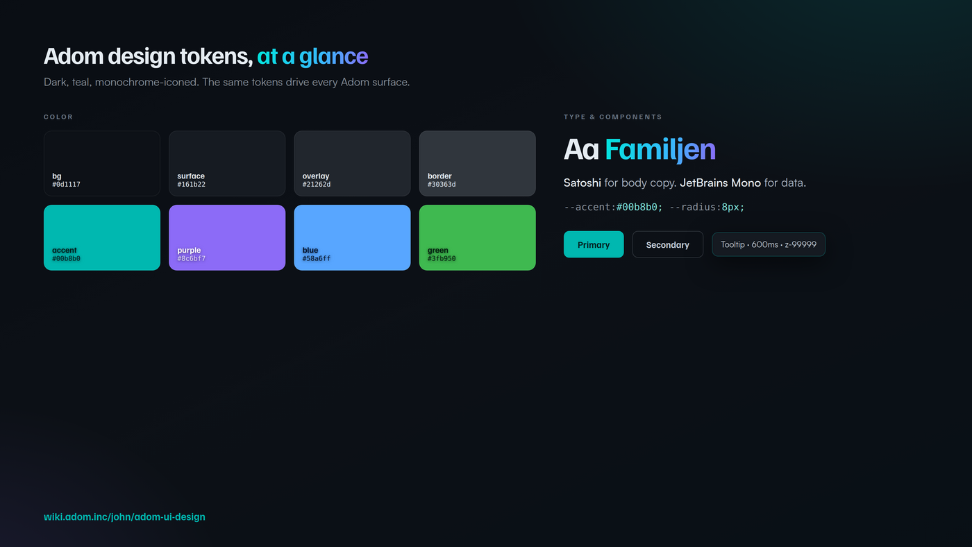 Adom design tokens at a glance