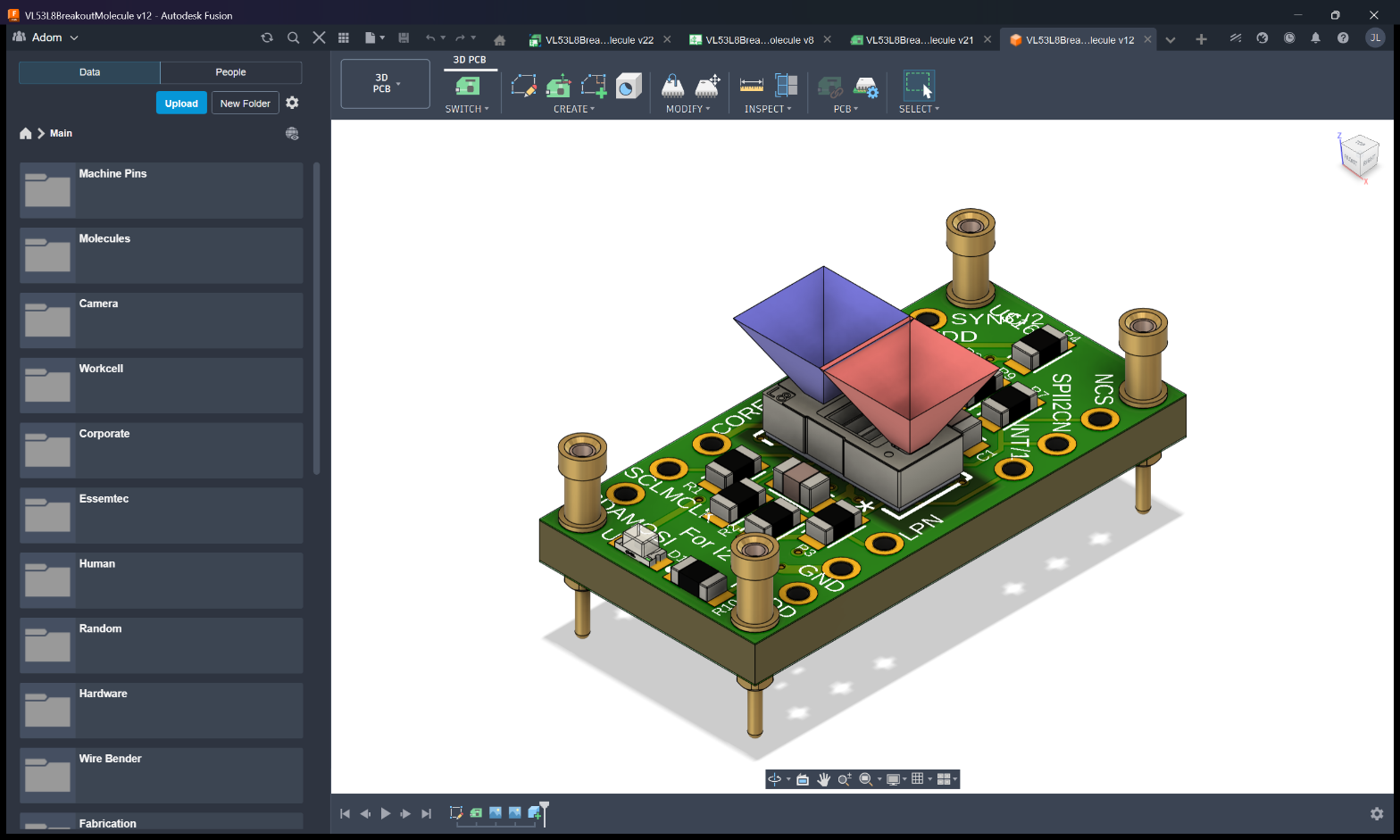 ST VL53L8 ToF sensor breakout, populated board
