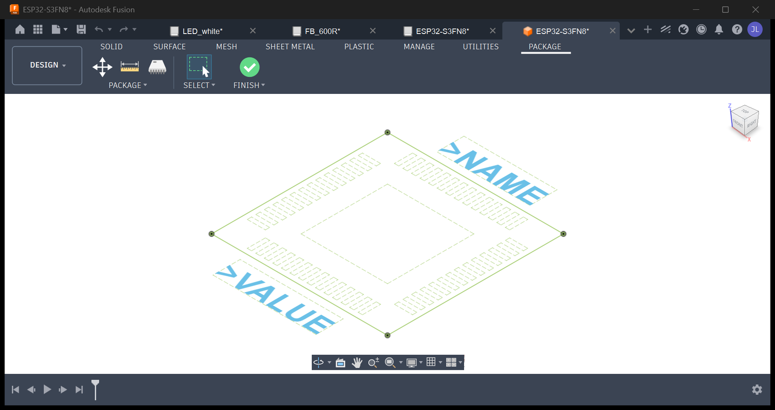 A part's footprint with pads and layers