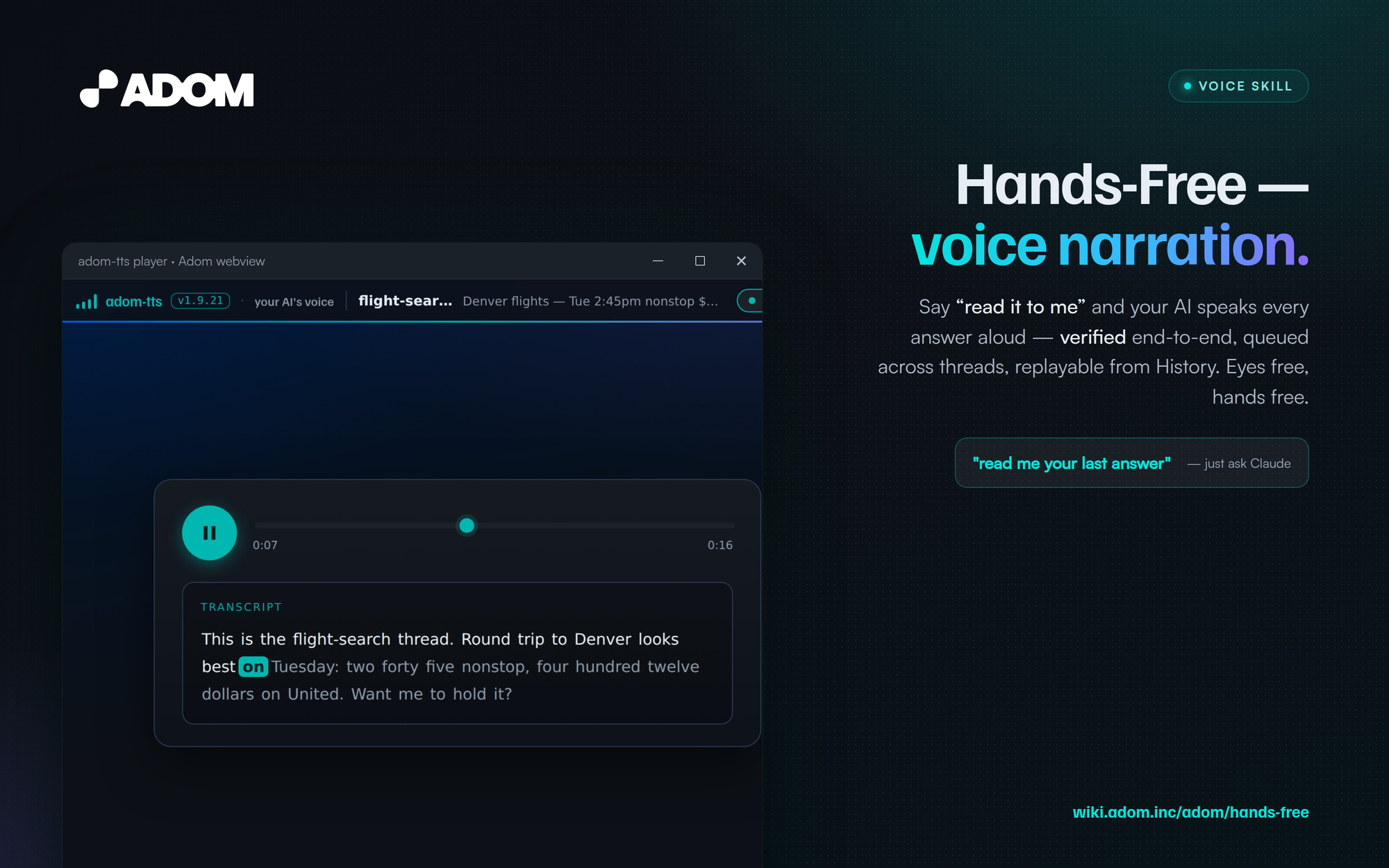 Hands-Free — voice narration
