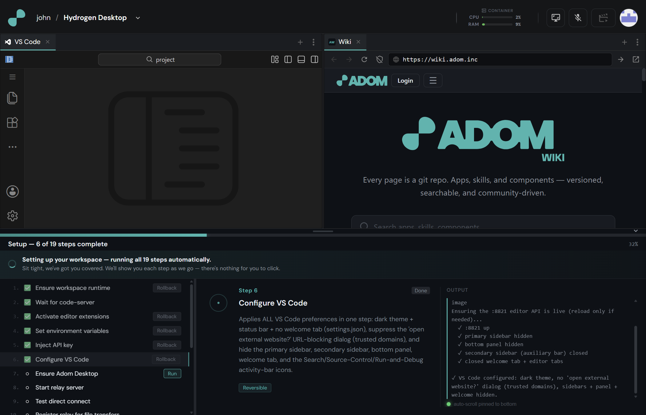 Editor + platform configured