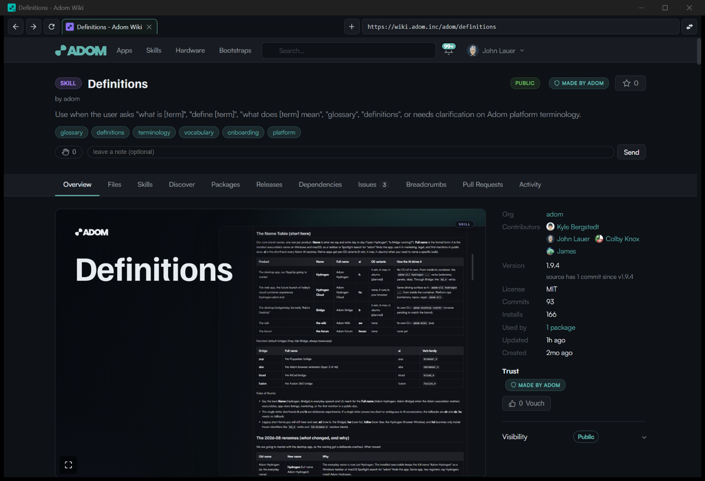 The Hydrogen Browser Window: a wiki page in Hydrogen's own standalone mini-browser