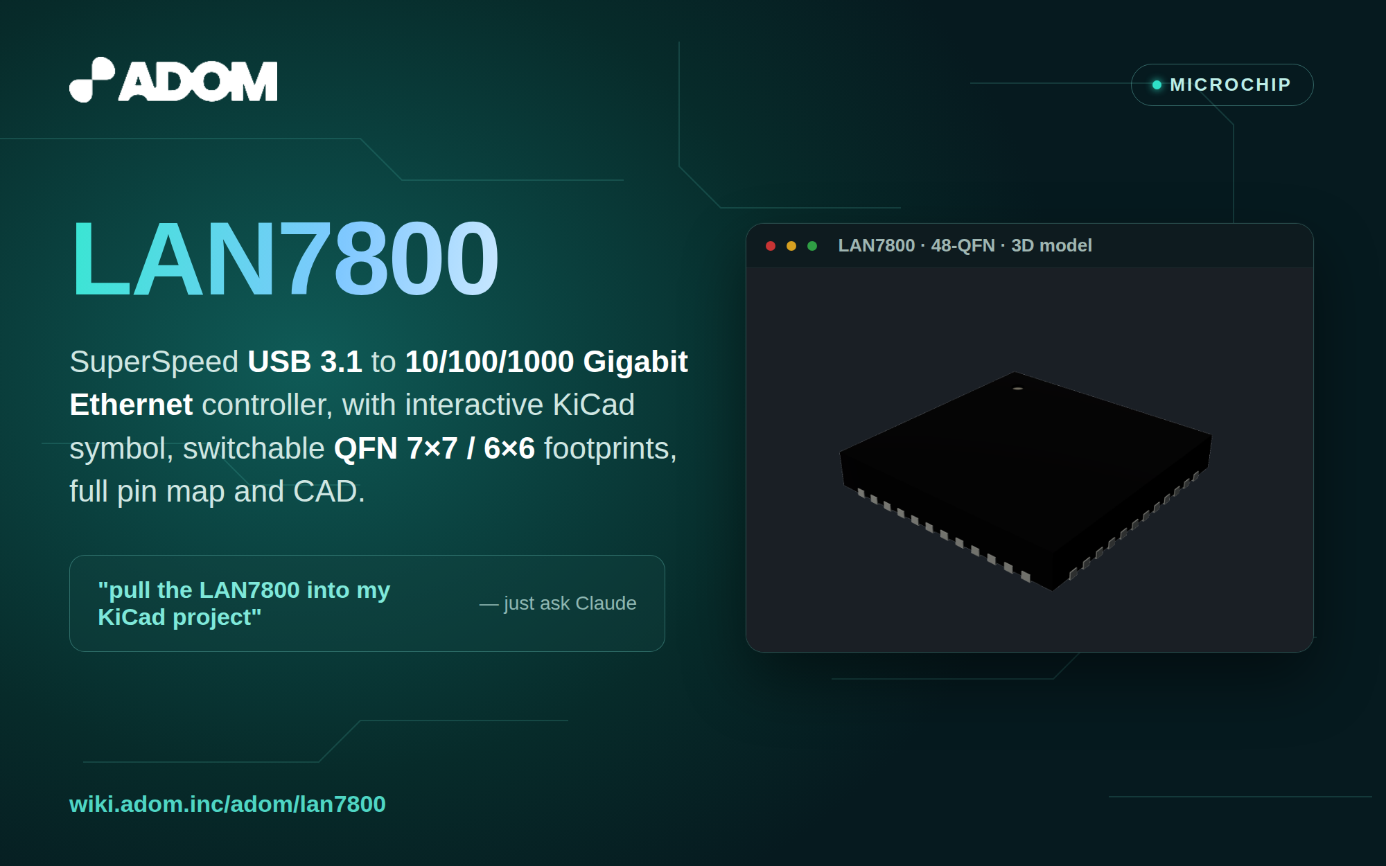 SuperSpeed USB 3.1 to 10/100/1000 Ethernet Controller - LAN7800