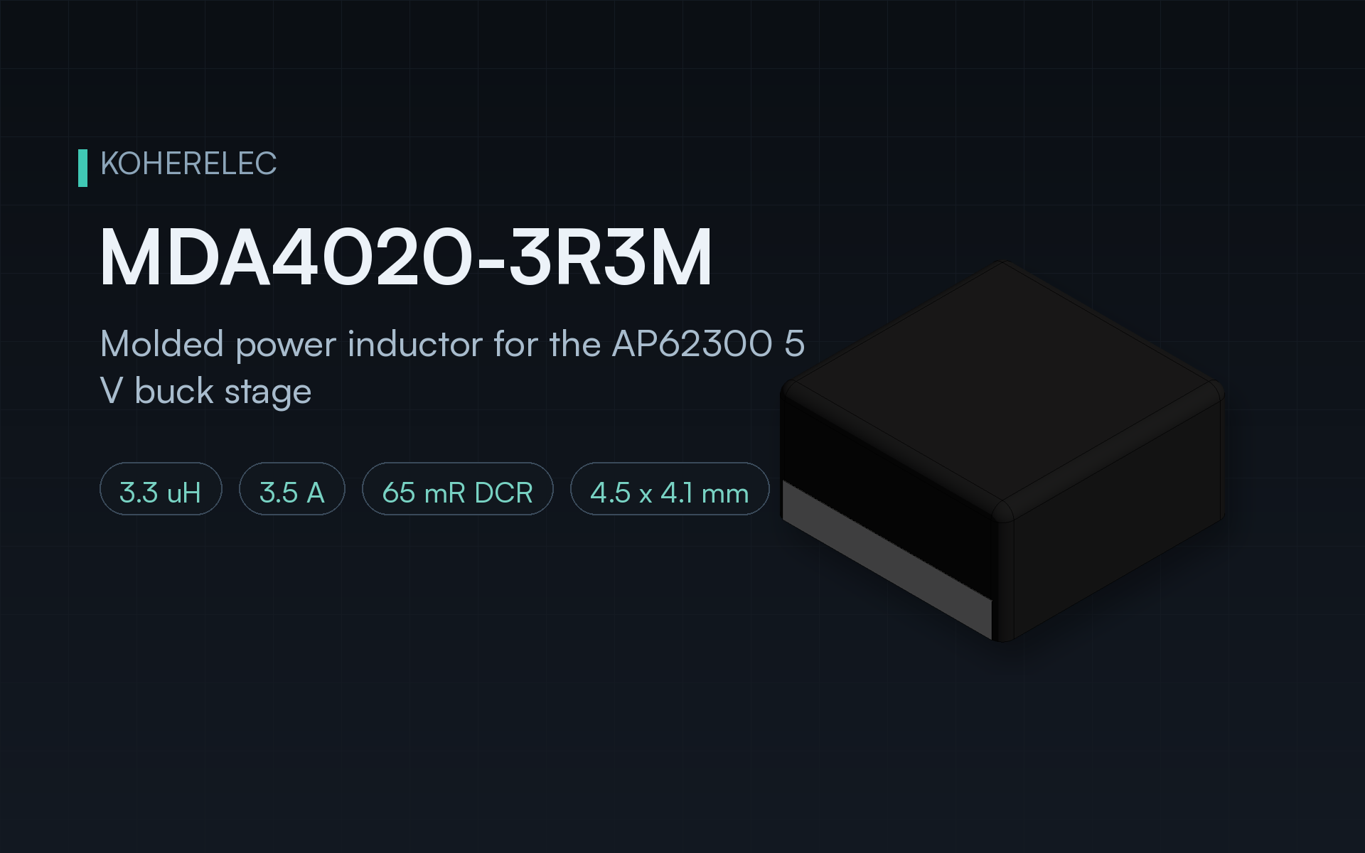 MDA4020-3R3M: 3.3 uH 3.5 A Molded Power Inductor