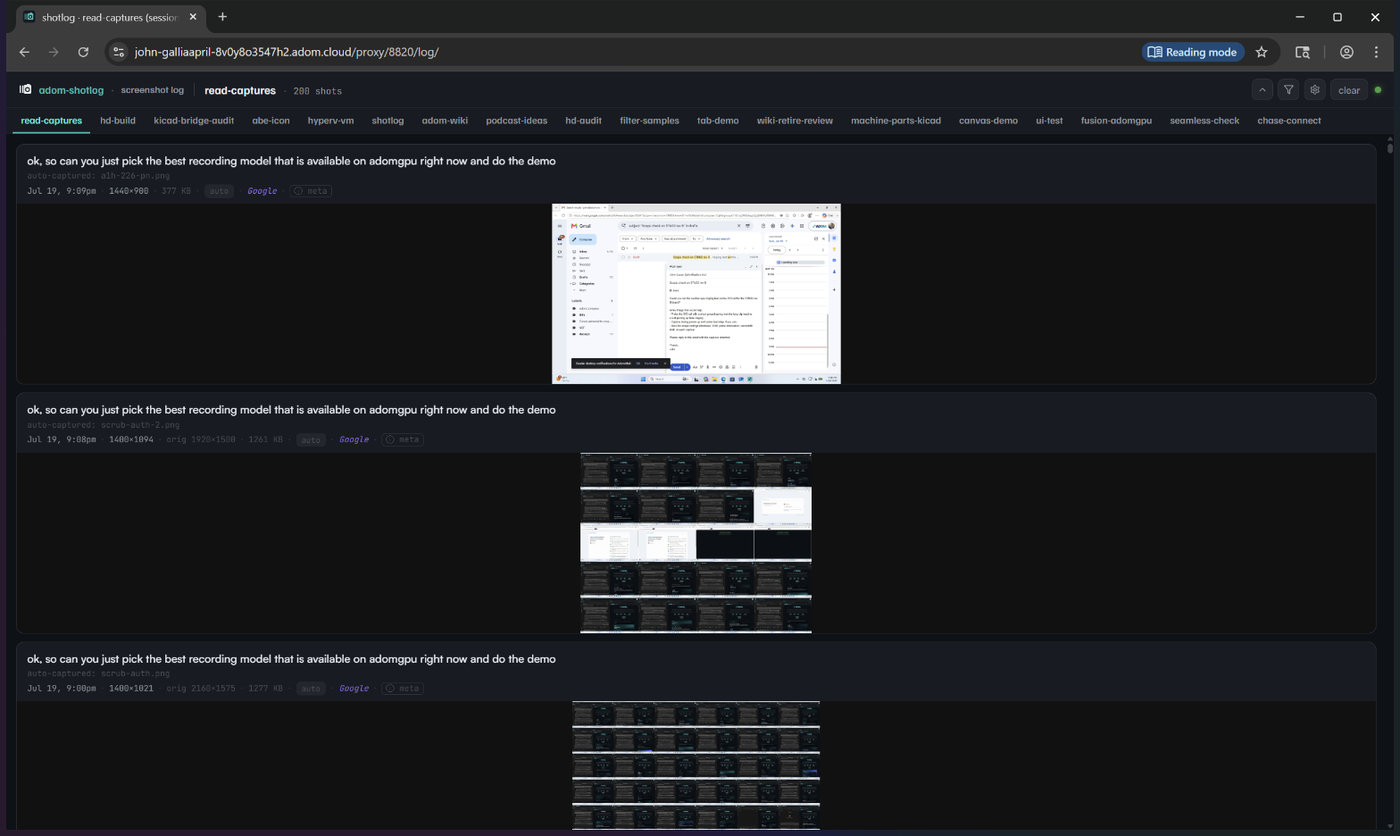 A pup window on an Adom app