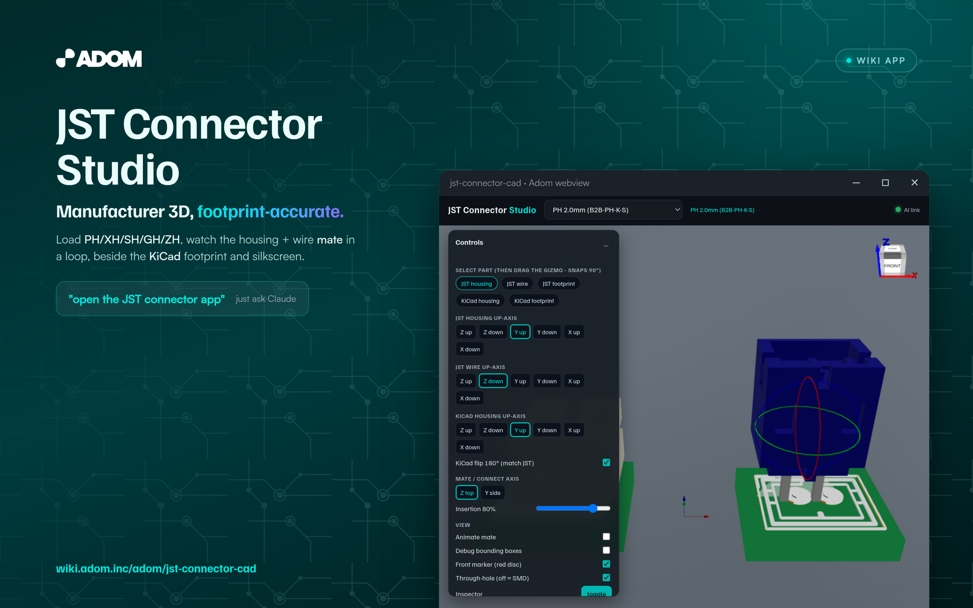 JST Connector Studio: manufacturer 3D mate editor