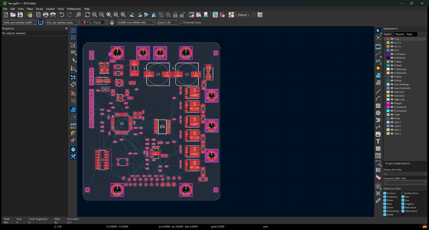 the board when routing began