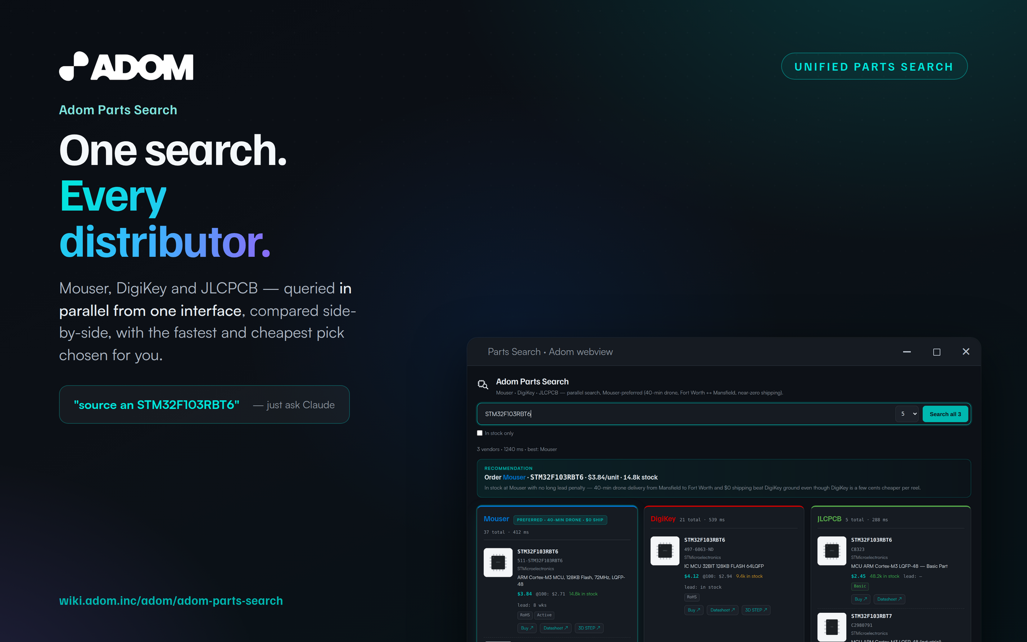 Adom Parts Search hero
