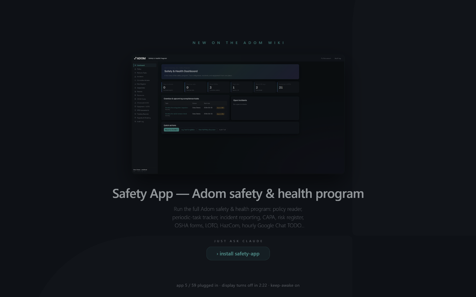 Billboard slide for the Adom Safety App