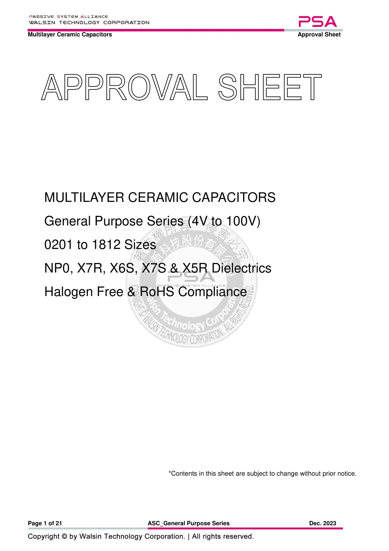 Datasheet page 1 of 21