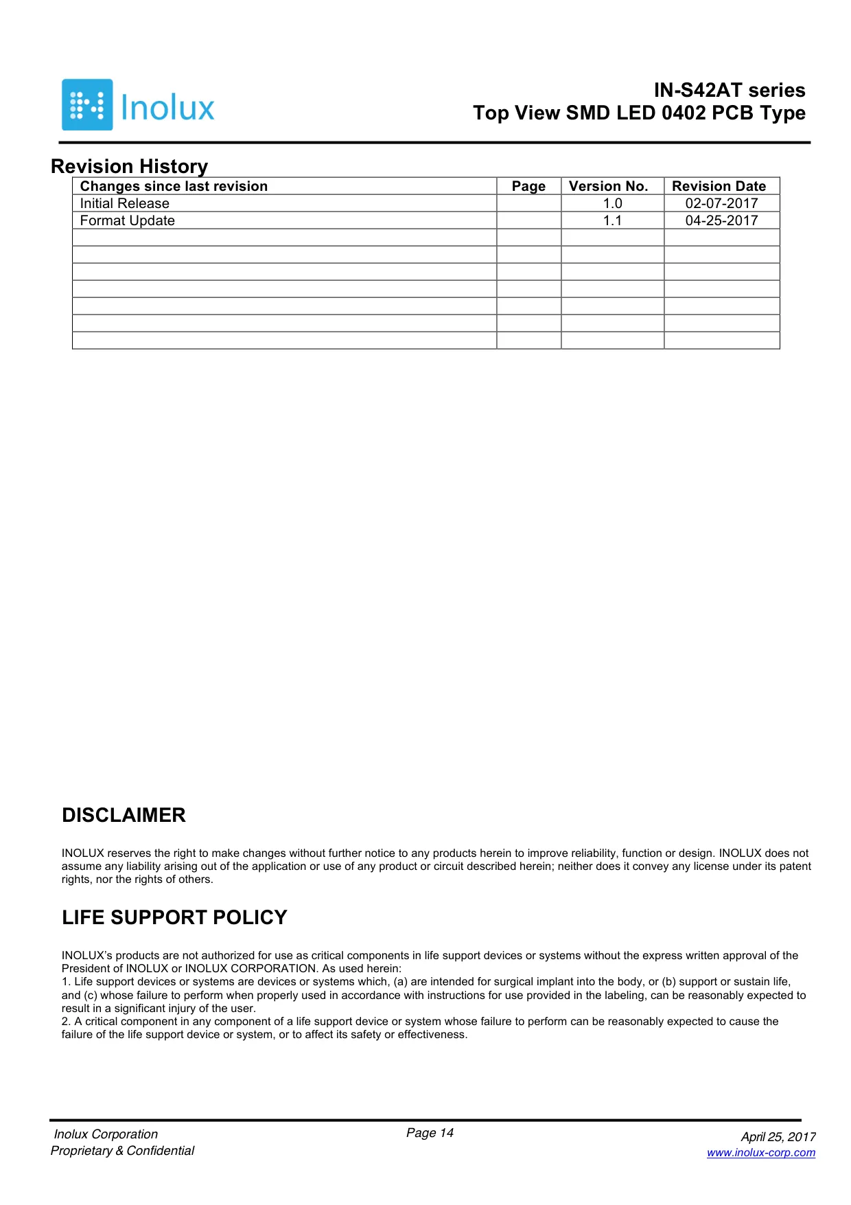 Datasheet page 14 of 14