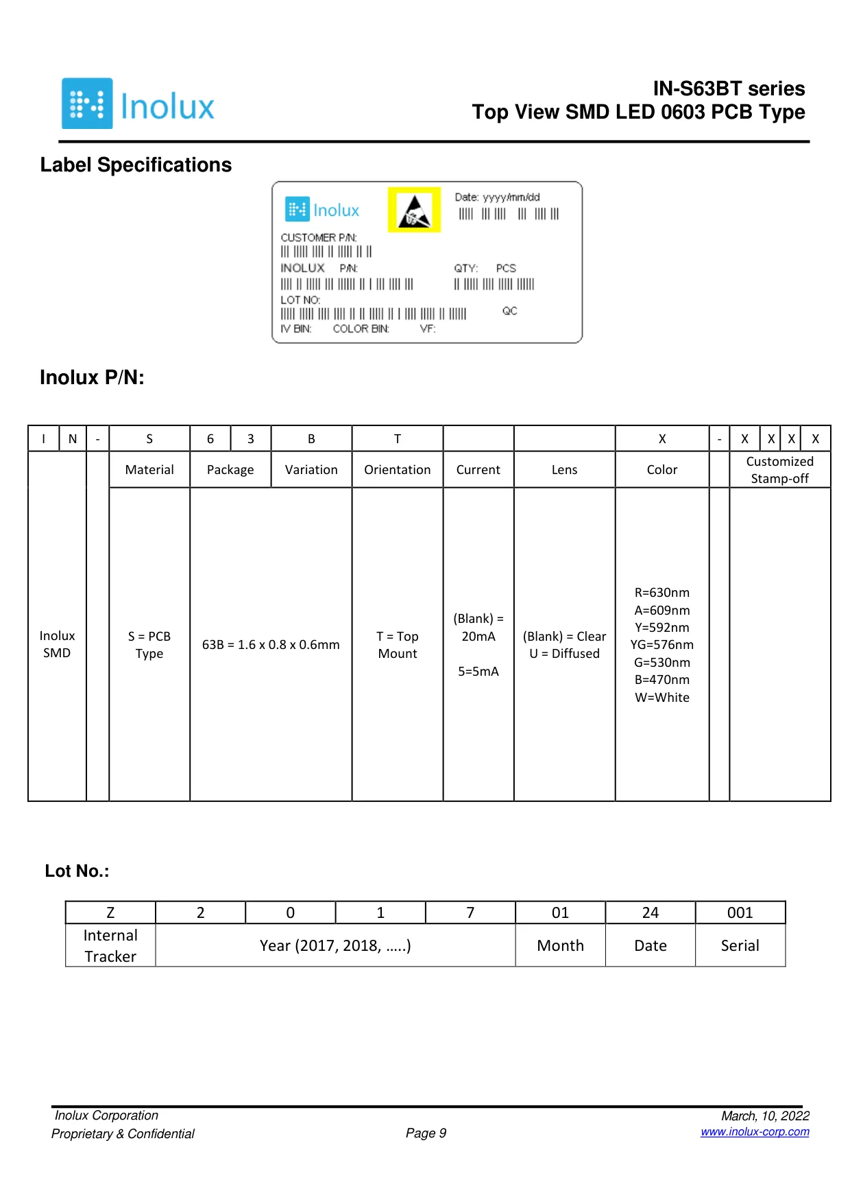 Datasheet page 9 of 15