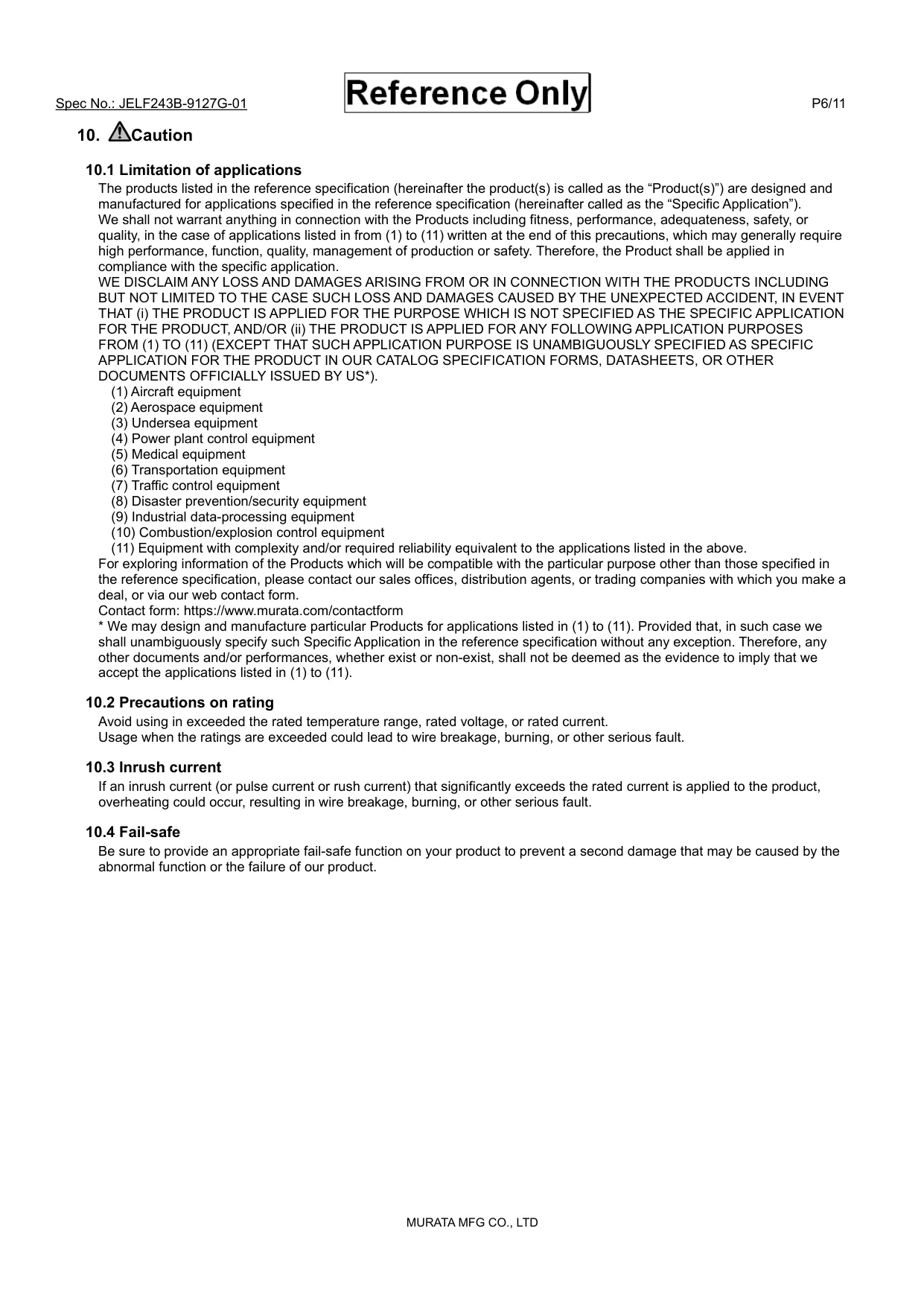 Datasheet page 6 of 11