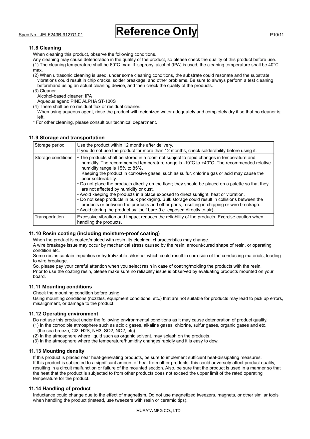 Datasheet page 10 of 11