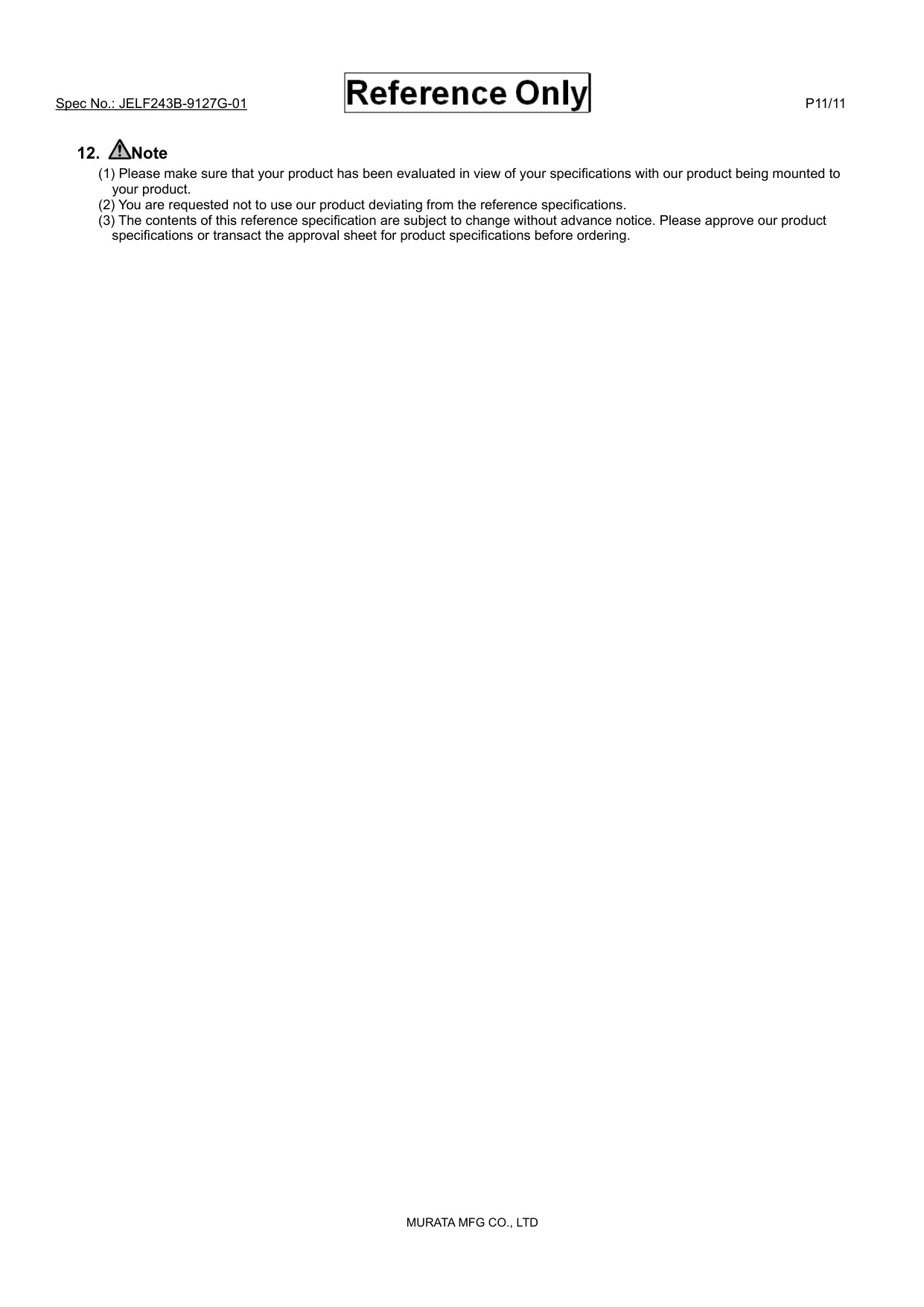Datasheet page 11 of 11