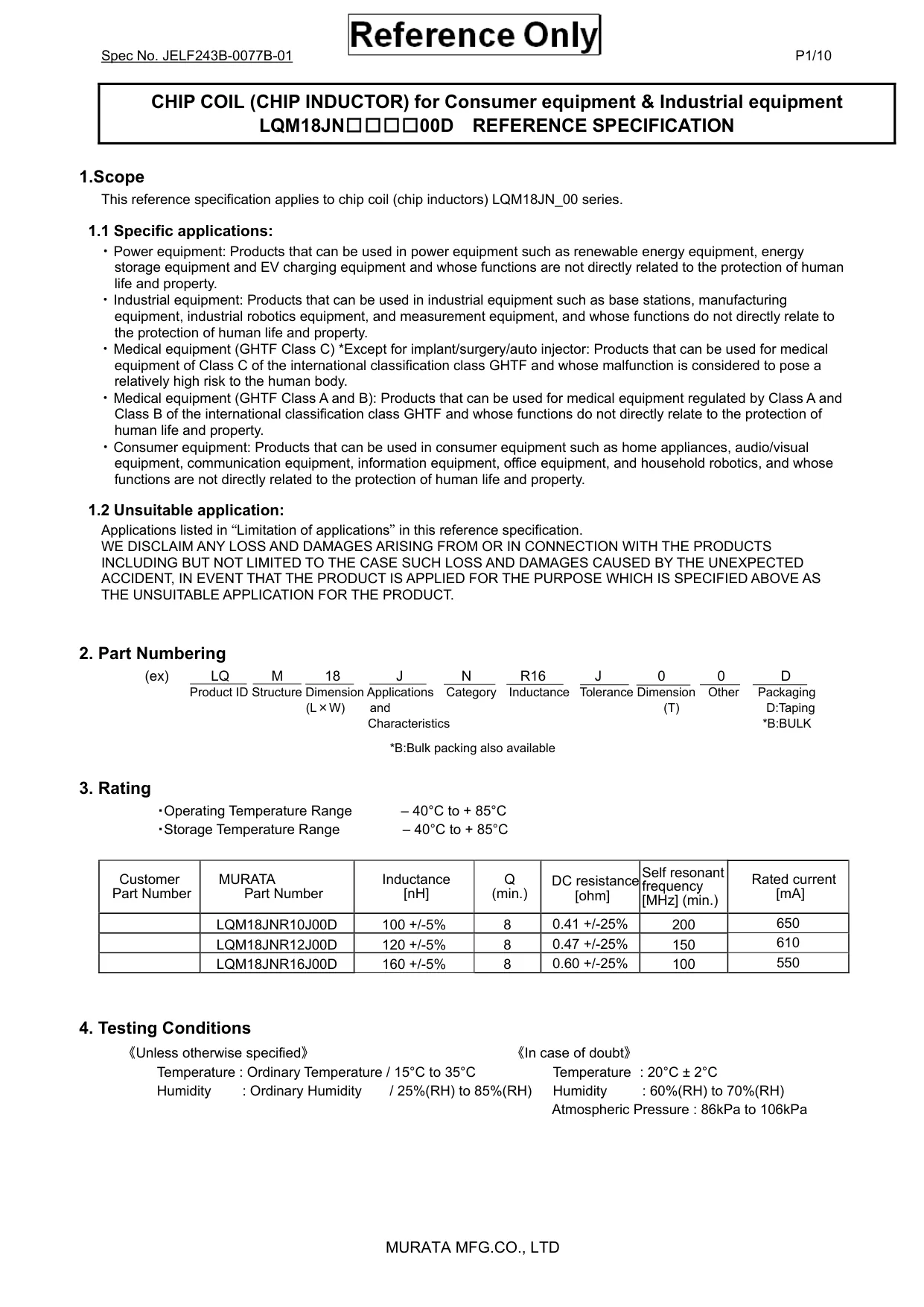Datasheet page 1 of 10