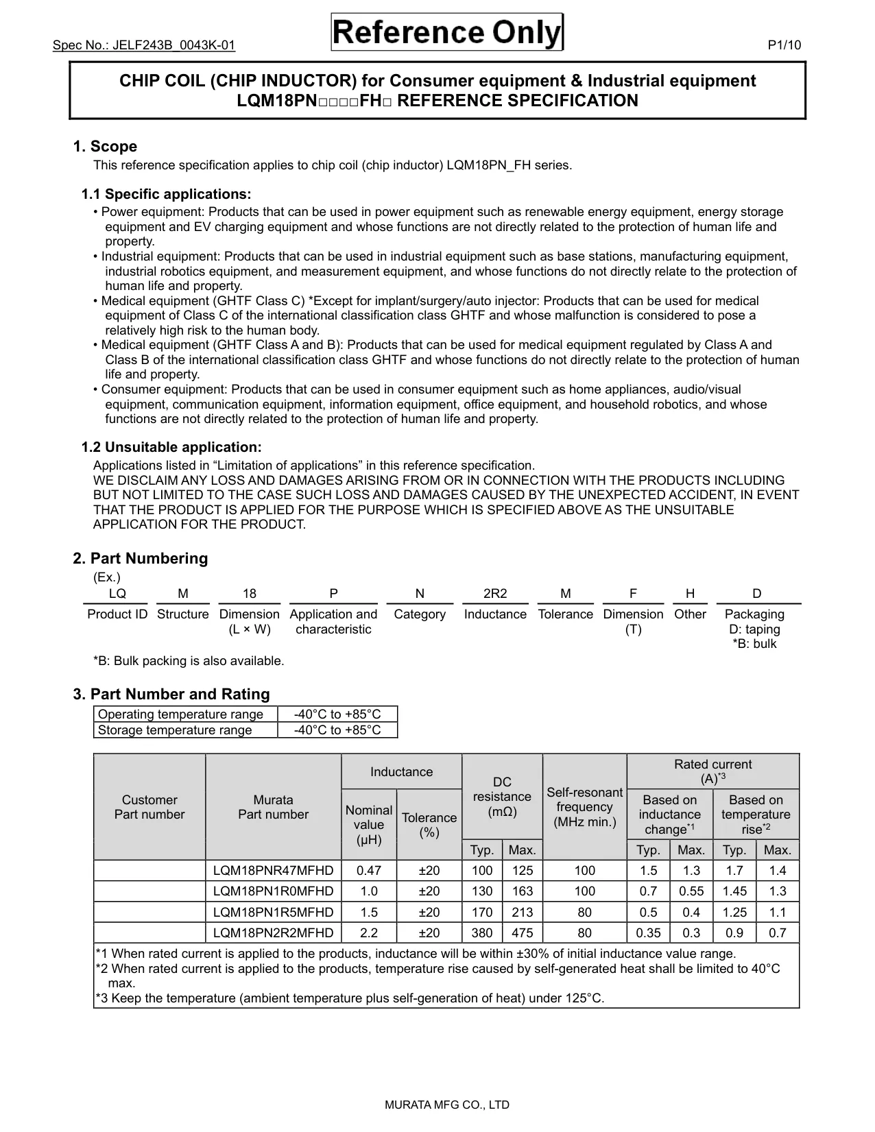 Datasheet page 1 of 10