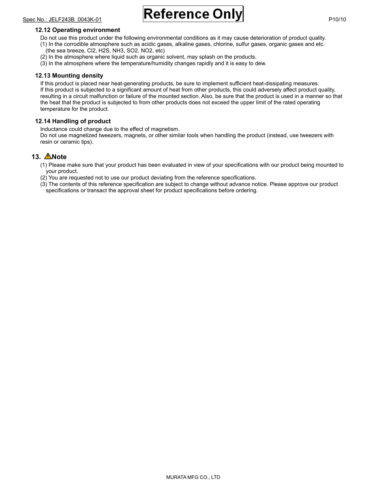 Datasheet page 10 of 10