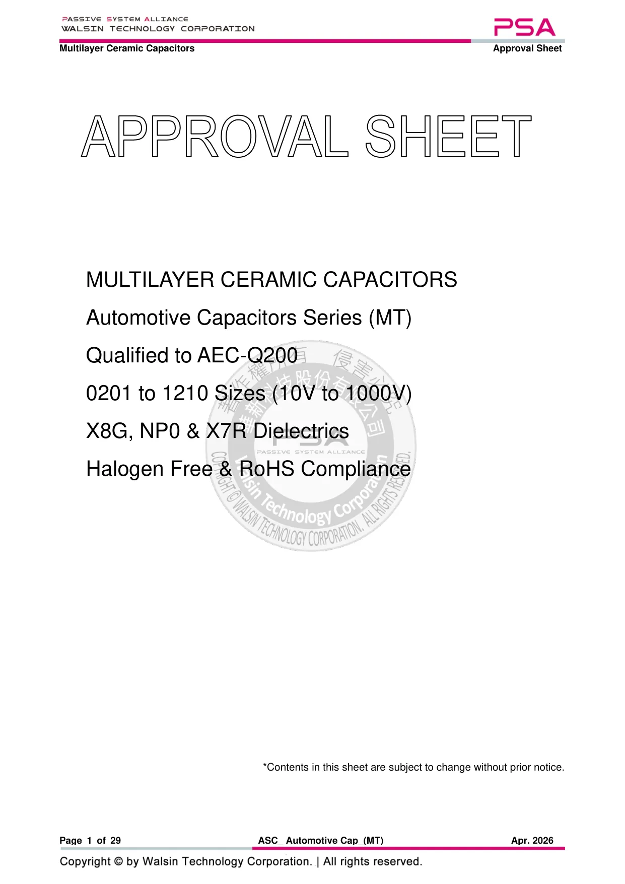 Datasheet page 1 of 29