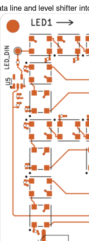 LED1 and the level shifter that drives the LED data line