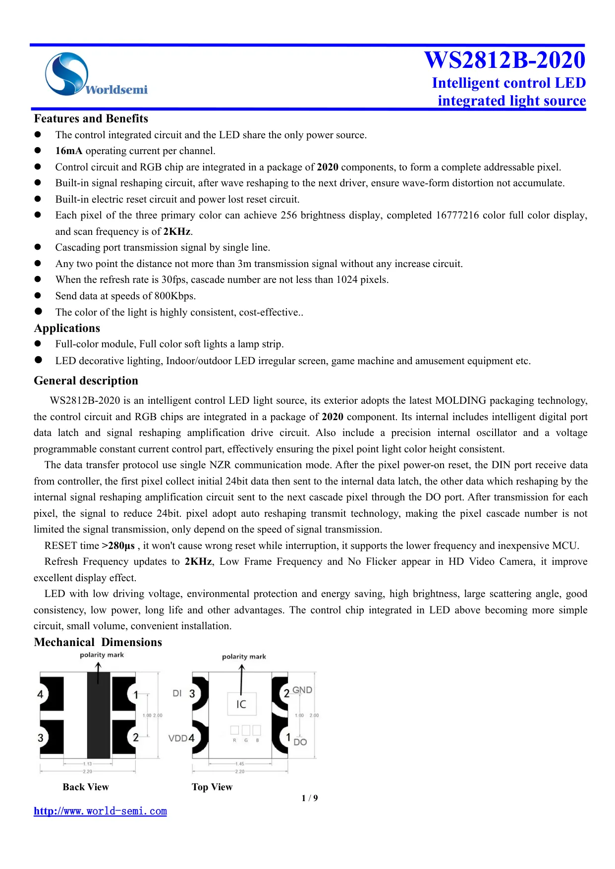 Datasheet page 1 of 9